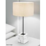 Pair of 'Rock' Luxury Black Bronzed Metalwork Table Lamp with Natural Stone Block Base -