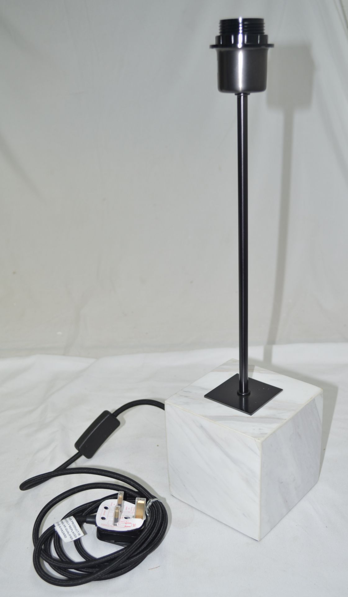 Pair of 'Rock' Luxury Black Bronzed Metalwork Table Lamp with Natural Stone Block Base - - Image 7 of 11