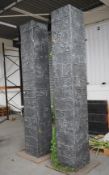 2 x Large Stone Effect Columns Dimensions: H308 x W45 x D45 cms
