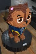 1 x Plastic Brick Sculpture of a Cartoon Style Naughty Kitten - Constructed with Genuine Lego Bricks