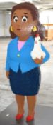 1 x Large 6.2ft Lego Brick Sculpture of a Cartoon Style Female Character with a Steel Platform