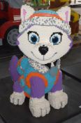1 x Large 3.9ft Lego Brick Sculpture of a Cartoon Style Husky Rescue Puppy with Platform