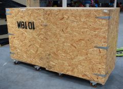 1 x Large Wooden Pallet Shipping / Storage Crate on Heavy Duty Castors