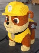 1 x Large 3.7ft Lego Brick Sculpture of a Cartoon Style Bulldog Builder Rescue Puppy with Platform