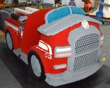 1 x Large Lego Brick Sculpture of a Cartoon Style Fire Engine - Created from 141,962 Bricks!