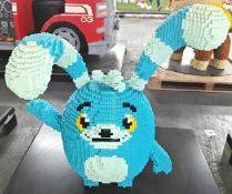1 x Large Scale 2.7ft Lego Brick Sculpture of an Adorable Cartoon Style Blue Monster Character