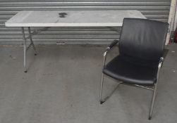 1 x Folding Exhibition Table with Cover and Chair - Dimensions: H73 x W183 x D77 cms