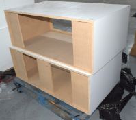 2 x Wooden Platforms Finished in White - Suitable for Exhibitions or Trade Shows