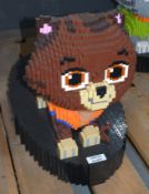 1 x Scale Plastic Brick Sculpture of a Cartoon Style Naughty Kitten - Constructed from Genuine Lego