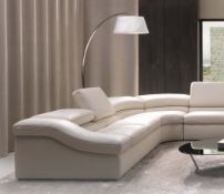 1 x NATUZZI Luxury Modular 3.2-Metre Reclining Corner Sofa, Upholstered in a Premium Beige Leather