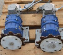 2 x Helical Motovano Gear Motors with Conveyor 10 Teeth Sprockets - Previously Used to Power a Sushi