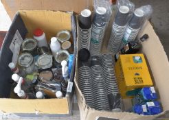 Large Assorted Collection of Coffee Machine Accessories Including Paper Cups, Flavouring, Jars of
