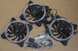 6 x GameMax LED Fan Packs For PC Gaming Cases - Each Packs Include 3 x 120mm LED Case Fans, Mounting