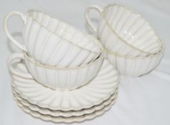 4 x MAISON MARGAUX Glazed Ceramic Shell Coffee Cups with 3 x Saucers - Original Price £115.00