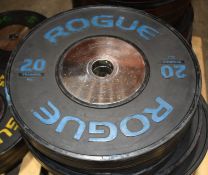 2 x Rogue 20KG Training Competition Weight Plates - Rubber Training Weights with Steel Centre Plates