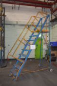 1 x Mobile Warehouse Safety Step Ladder on Castors - Approx Dimensions: H230/324 x W67 x D210