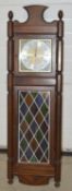 1 x Vintage Wall Clock with Leaded Glazed Door *See Condition* Ref: ALX119 - CL1063 - NO VAT ON