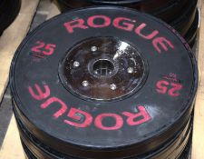 2 x Rogue 25KG Training Competition Weight Plates - Rubber Training Weights with Steel Centre Plates