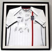 1 x Autographed ENGLAND Football Shirt Signed by the 2002 INTERNATIONAL SQUAD MEMBERS - Includes COA