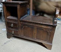 1 x Vintage Stanley Wood Monks Bench Hall Seat With Underseat Storage In Dark Wood - NO VAT ON THE