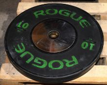 2 x Rogue 10KG Training Competition Weight Plates - Rubber Training Weights with Steel Centre Plates