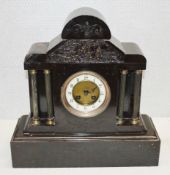 1 x Vintage French Victorian-Style Mantle Clock - Includes Key - See Condition - Ref: ALX121 -