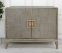 1 x NICKY CORNELL 'Boho' Opulent 2-Door Oak Sideboard with Brushed Iron Details - Original Price £