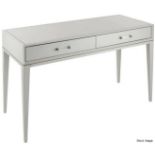 1 x RV ASTLEY 'Barra' Luxury 2-Drawer Dressing Table in Grey with Brass Finishes and Clear Handles