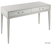 1 x RV ASTLEY 'Barra' Luxury 2-Drawer Dressing Table in Grey with Brass Finishes and Clear Handles