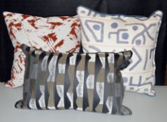 3 x Assorted Premium British-made Feather-Filled Scatter Cushions in Premium Fabrics - RRP £450.00