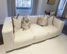 1 x Striking 2.2-Metre Modular Statement Sofa in a Neutral Woven Upholstery