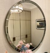 1 x Decorative Round Wall Mirror With A Bevelled, Segmented Frame - Ref: OWO053 / DRSSNG -