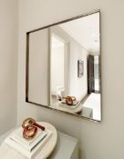 1 x ASTLEY 1-Metre Square Wall Mirror with Bevelled Edges and a Deep Antique Brass Metal Frame