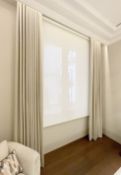 1 x Pair Of Elegant Premium Woven Lined Curtains in a Neutral Tone