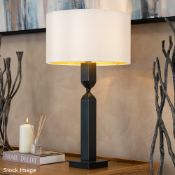 1 x RV ASTLEY 'Arlette' Luxury Handcrafted Dark Bronzed Twist Metal Table Lamp with Fabric Shade