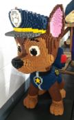 1 x Large 4.5ft Lego Brick Sculpture of a Cartoon Style Police Officer Rescue Puppy with Platform