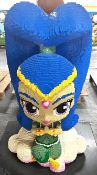 1 x Large 4.6ft Lego Brick Sculpture of a Cartoon Style Middle Eastern Genie with Blue Hair