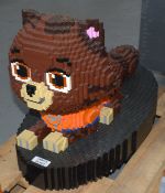 1 x Scale Plastic Brick Sculpture of a Cartoon Style Naughty Kitten - Constructed from Genuine Lego