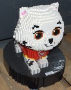 1 x Plastic Brick Sculpture of a Cartoon Style Naughty Kitten - Constructed with Genuine Lego Bricks