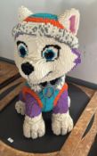 1 x Large 3.9ft Lego Brick Sculpture of a Cartoon Style Husky Rescue Puppy with Stainless Steel Base