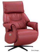 1 x Aare Luxury Electric Recliner Chair, Upholstered in a Rich Crimson Genuine Leather - Original