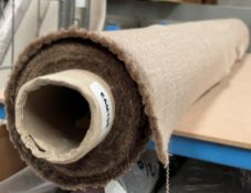 1 x 6M Roll Of Heavy Textured Upholstery Fabric In Natural Taupe Mixed Weave. Durable Construction