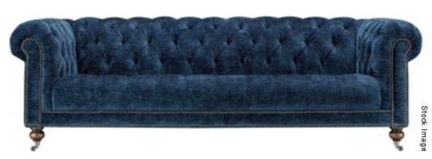 1 x Kensington 4-Seater Chesterfield Sofa in a Premium Neptune Indigo Fabric - Original Price £2,100