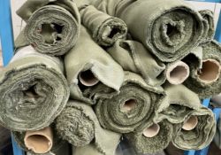 19 x Rolls of Commercial Grade Heavy, Course Weave Upholstery Fabric in Olive Green - Approx 60