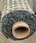 1 x Roll of Designer Patterned Bouclé Upholstery Fabric in a Blue-Green Textured Weave - Approx.