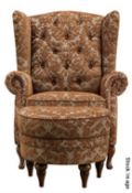 1 x Evelyn Luxury Armchair with Half Moon Foot Stool - Both Upholstered in a Premium Adoksan