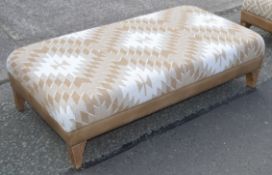 1 x Luxury Footstool, Upholstered in a Premium Leather and Aztec Print Fabric - Original Price £600