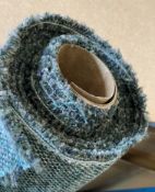 1 x 5M Roll Of Textured Upholstery Fabric In A Teal And Grey Flecked Weave, Suitable For Sofas,