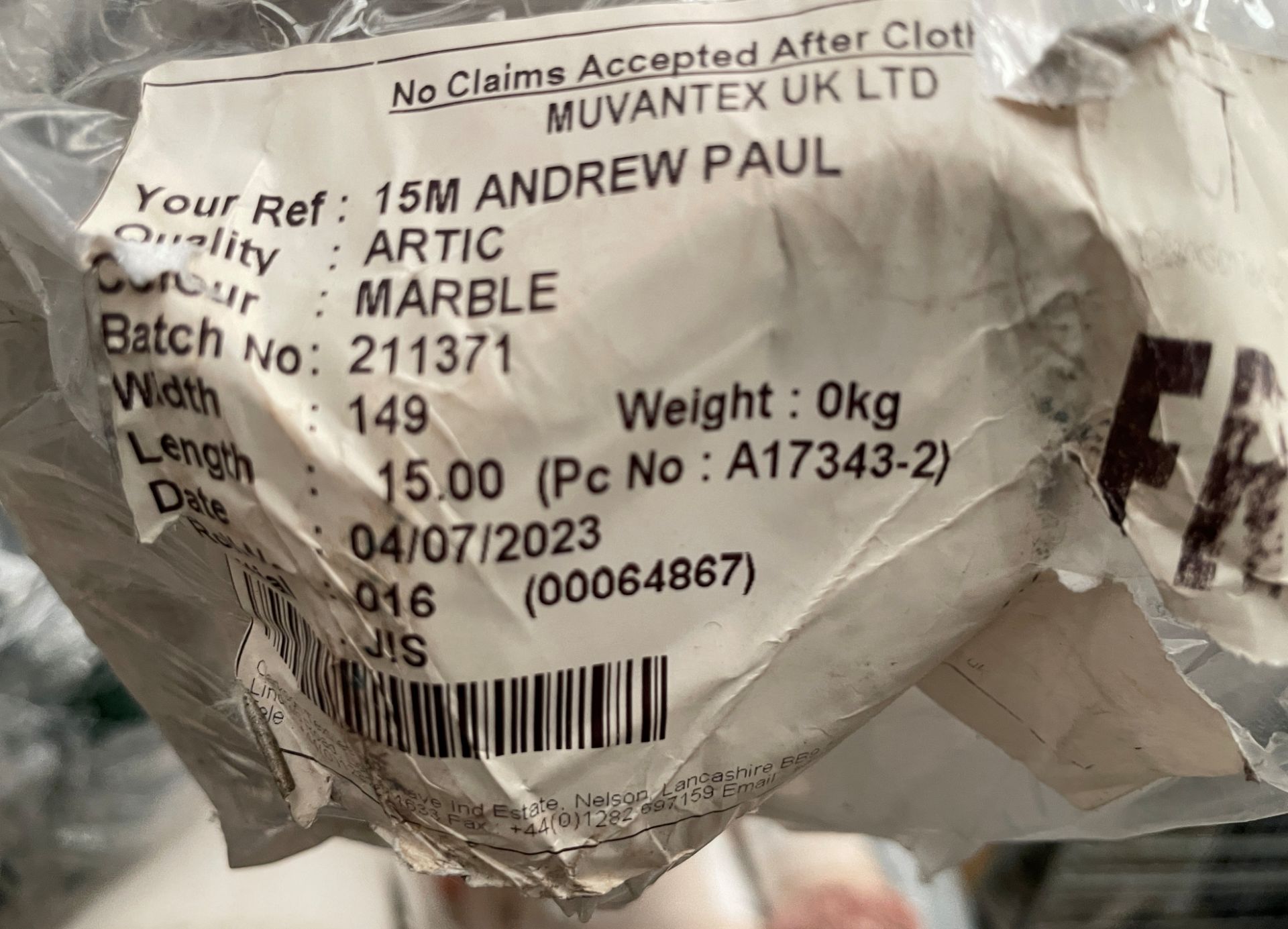 1 x 15M Roll Of Andrew Paul ‘Artic’ Upholstery Fabric In Marble Colourway. Approx. 149Cm Width. - Image 5 of 7