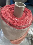 1 x Roll of Commercial Grade Textured Woven Upholstery Fabric in a Cream and Red Weave - Approx 35
